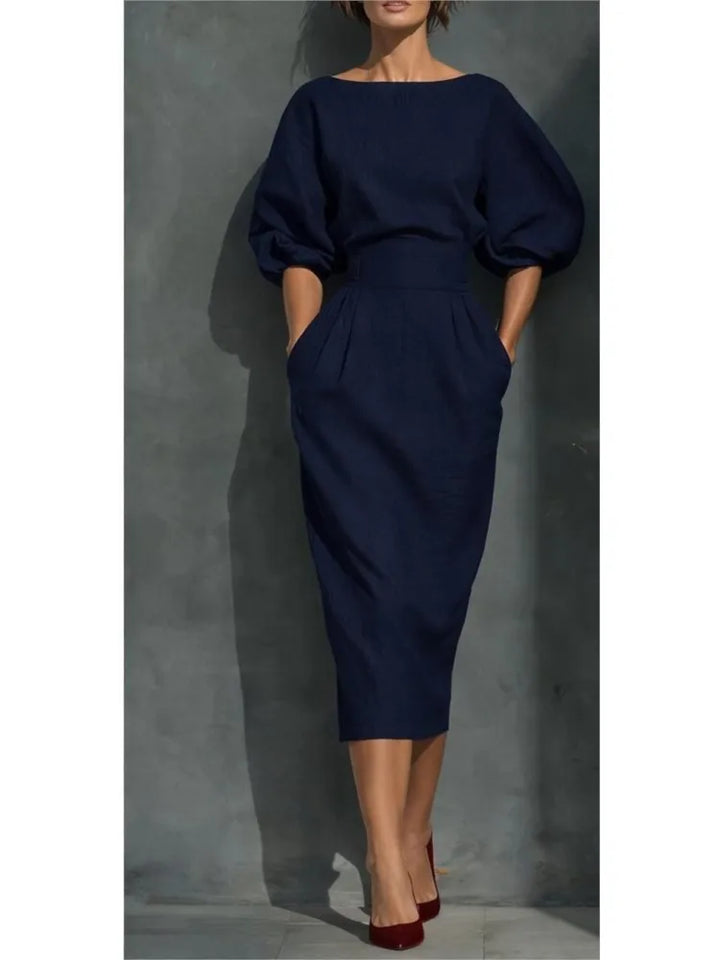 Everly Elegant Linen Midi Dress