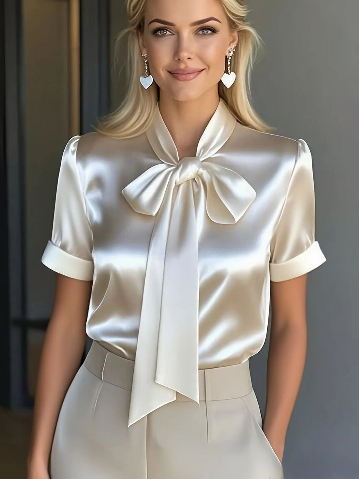 Solmira Soft Satin Bow Tie Blouse