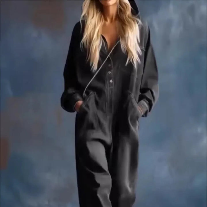 Wilhelmina Hooded Denim Jumpsuit