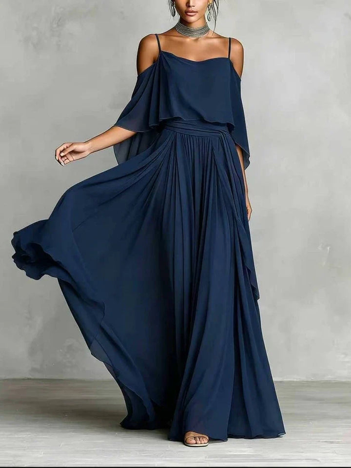 Elarielle Off Shoulder Chiffon Wedding Guest Maxi Dress