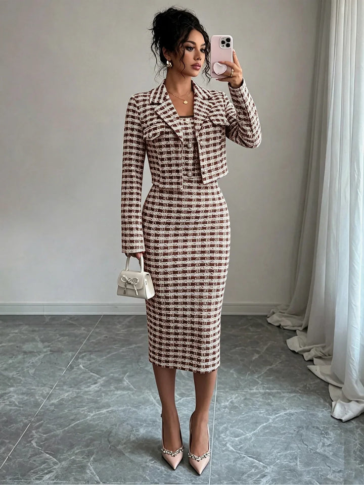 Corvina Pearl Button Sheath Dress Set