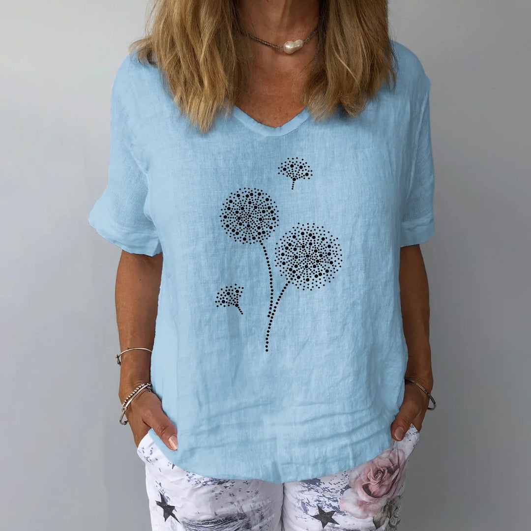Emilia Botanical Linen Blouse