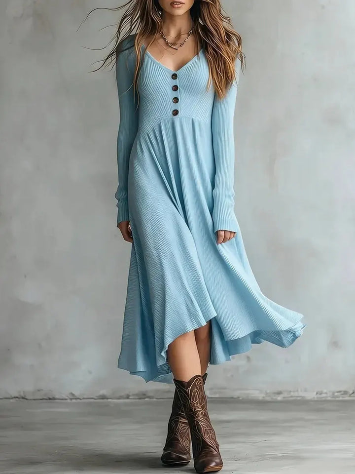 Hanneli Long Sleeve A Line Midi Dress