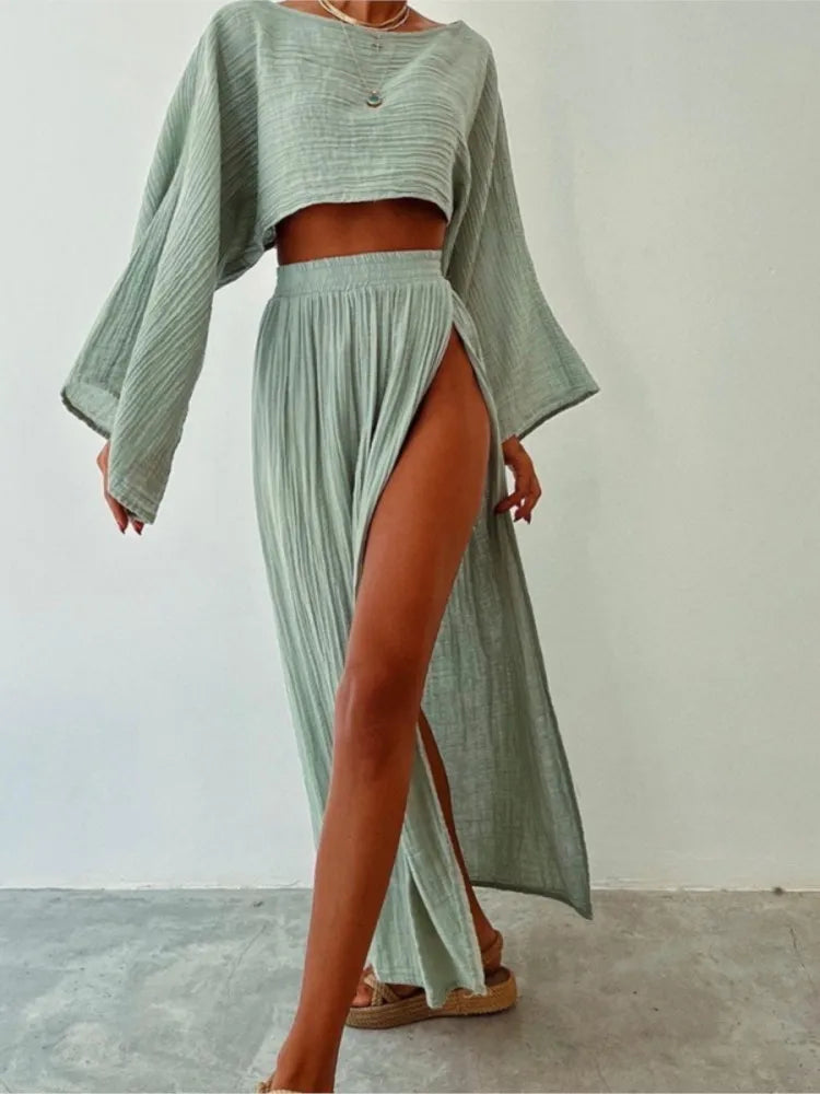 Jessica Crop Top and Maxi Skirt Set