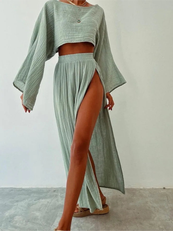 Jessica Crop Top and Maxi Skirt Set
