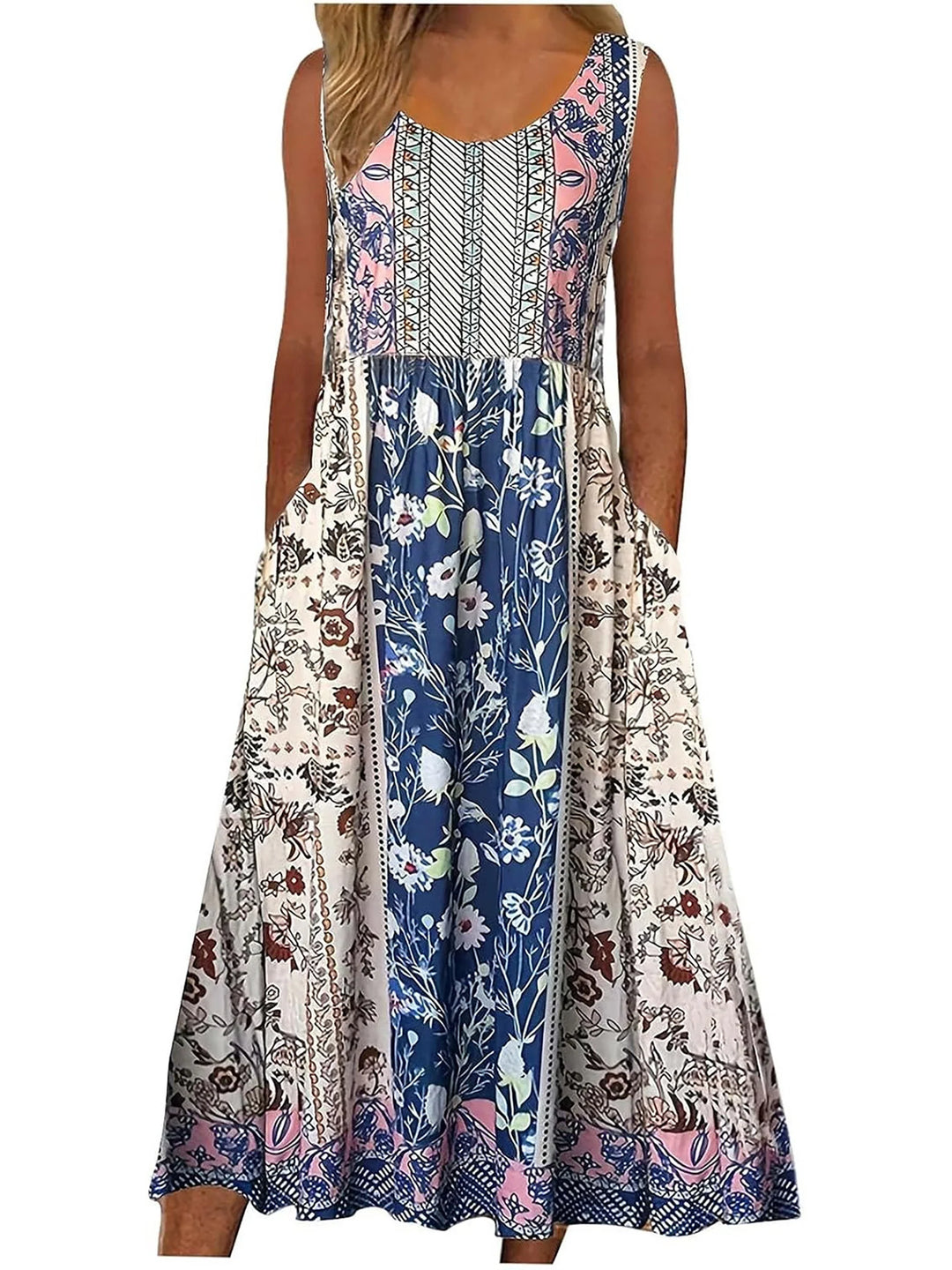 Soravie Boho Floral Midi Dress