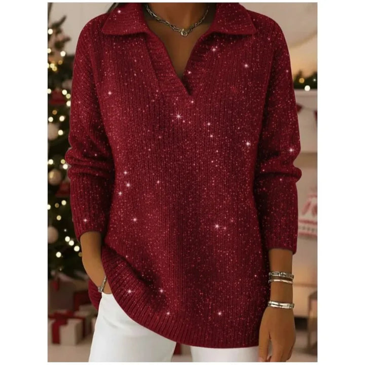 Amara Split Neck Sequin Sweater