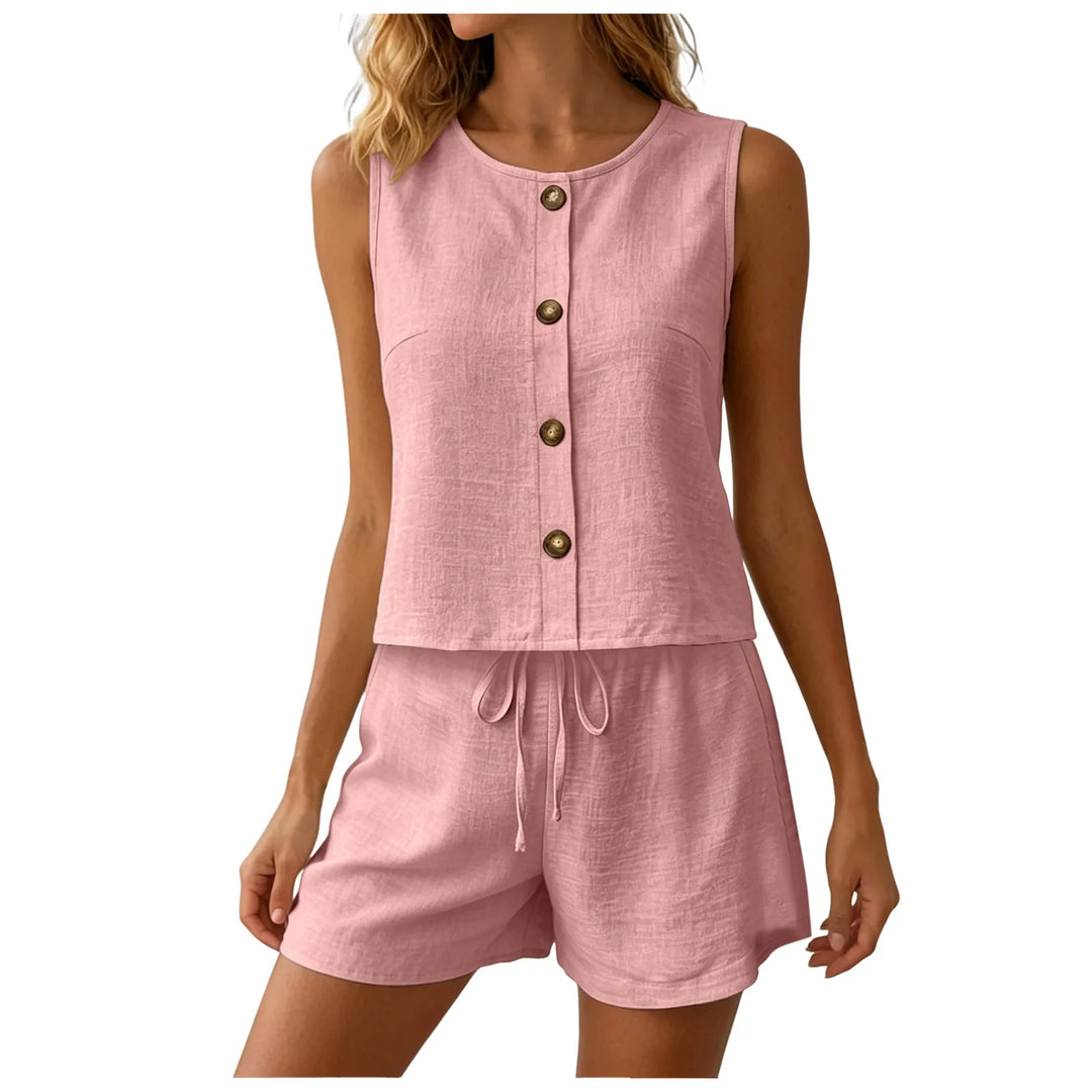 Elleryn Casual Sleeveless Matching Shorts Set