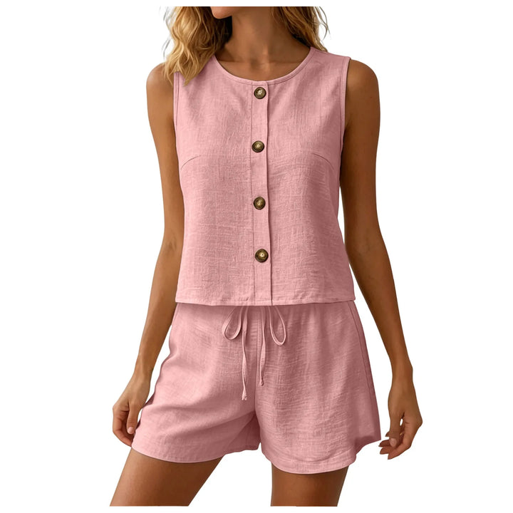 Elleryn Casual Sleeveless Matching Shorts Set
