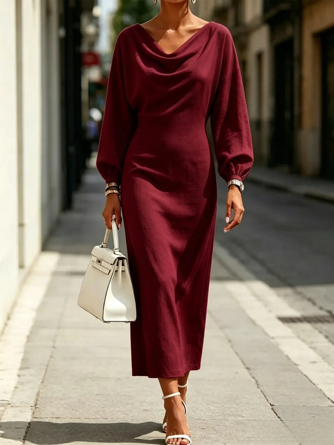 Sarai Cowl Neck Midi Dress