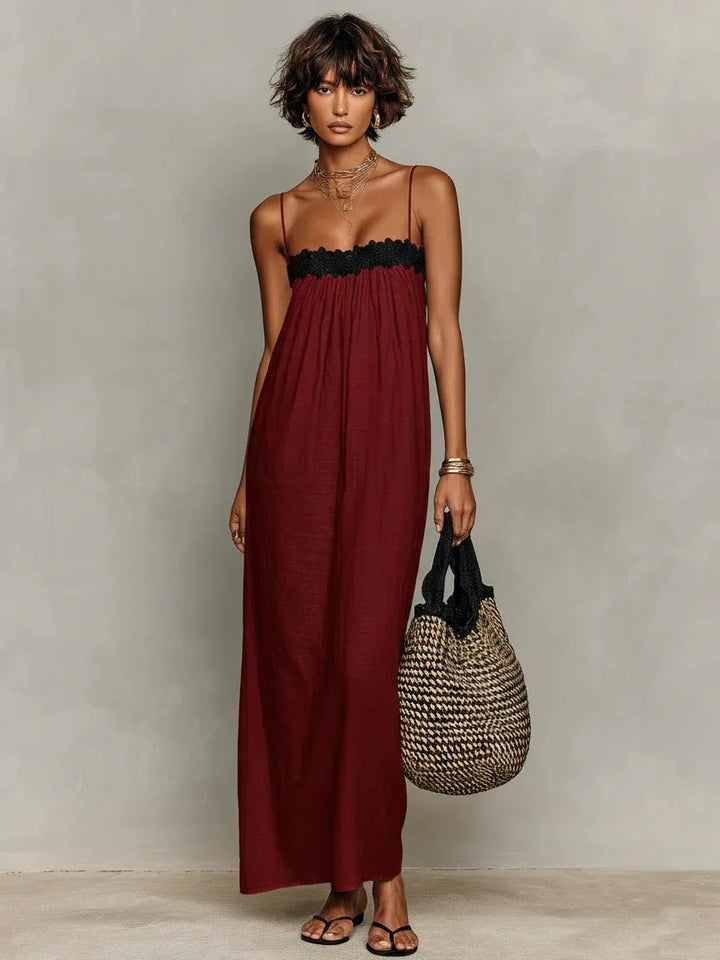Sylvie Contrast Trim Elegant Maxi Dress