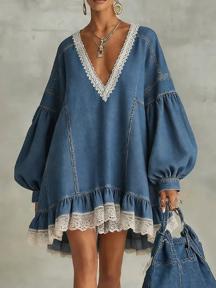 Juliette Denim Lace Dress