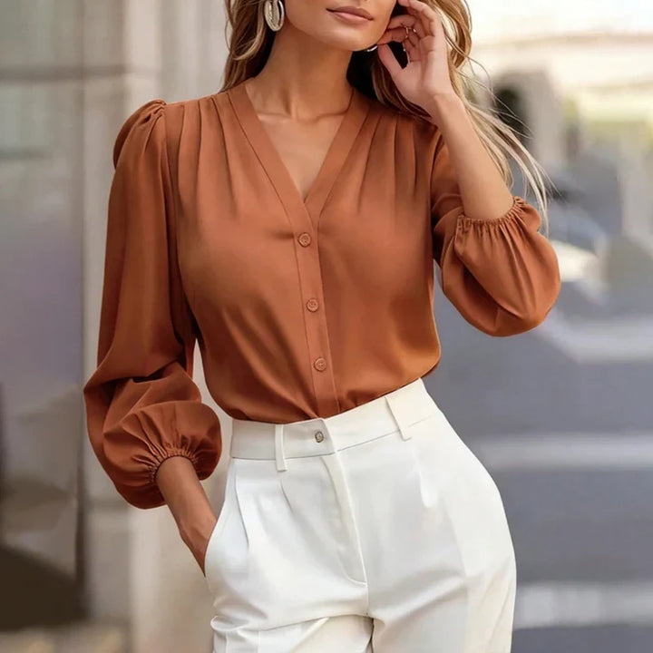 Dana V-Neck Button Blouse