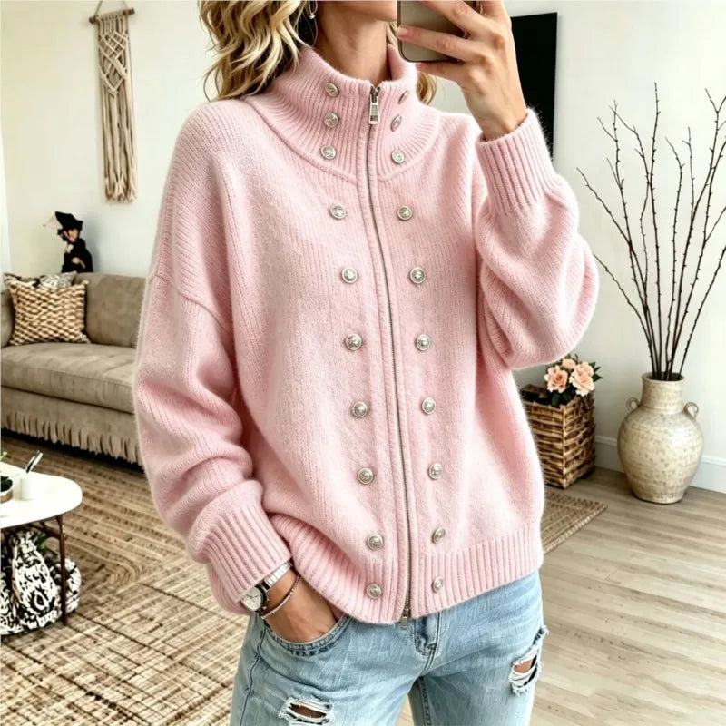 Ermine Button Front Cardigan
