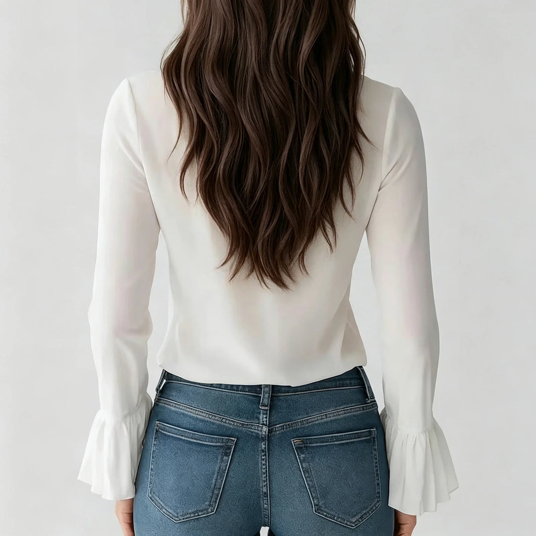 Julia Ruffle Front Tie Blouse