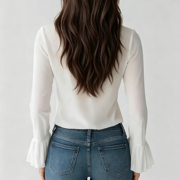 Julia Ruffle Front Tie Blouse