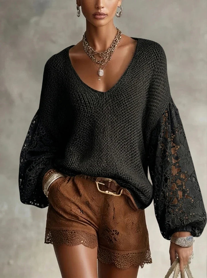 Katie Lace V Neck Sweater