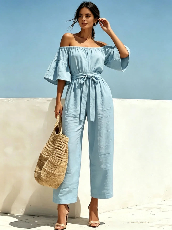 Ginevra Off Shoulder Front Tie Waist Jumpsuit