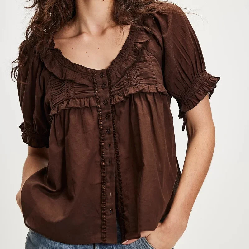 Kaylee Trim Scoop Neck Blouse