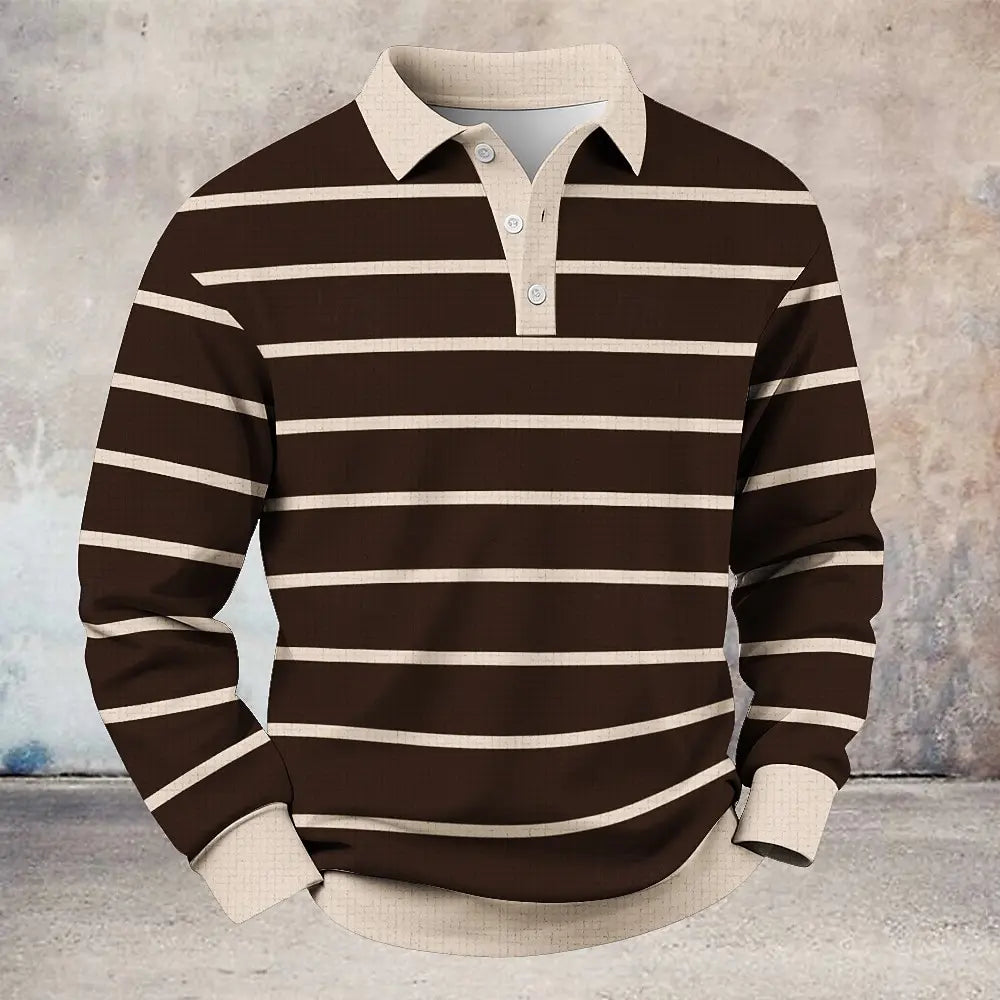 Gavin Breathable Striped Polo Shirt
