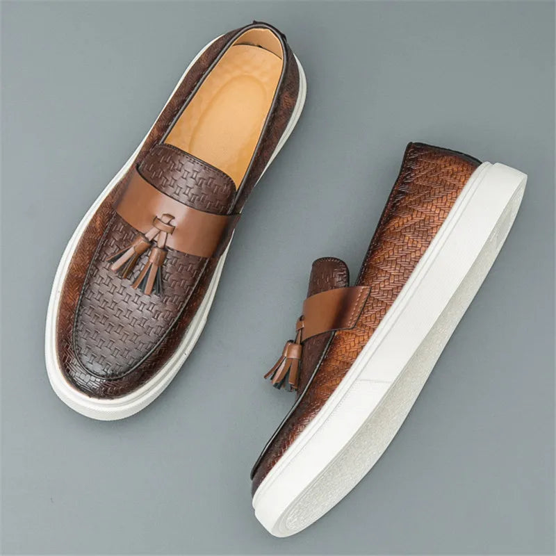 Andrew Textured Tassel Loafers