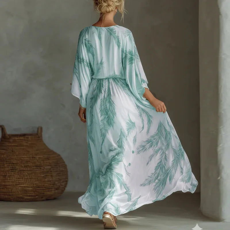 Annette Feather Print Maxi Dress