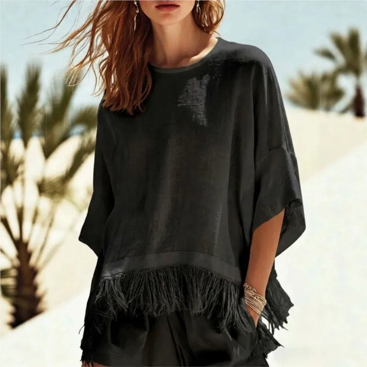 Kyndall Fringe Linen Blouse