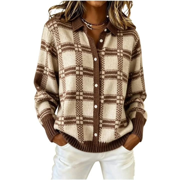 Elisabetta Plaid Button Cardigan