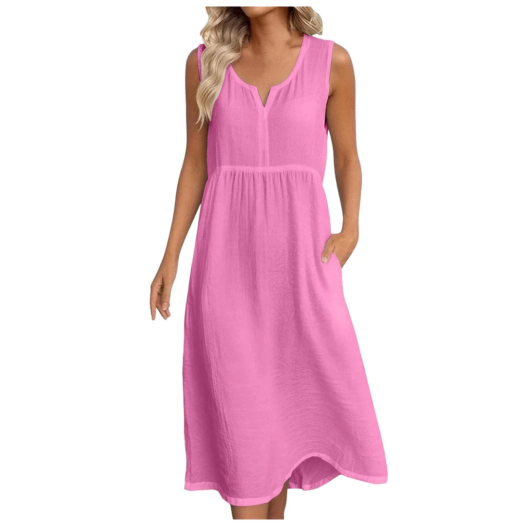 Scarlet Notch Neck  Midi Dress