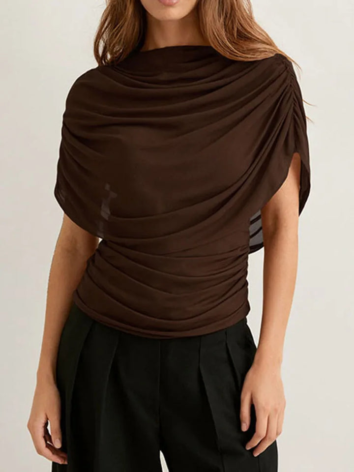 Macey Draped Mesh Blouse