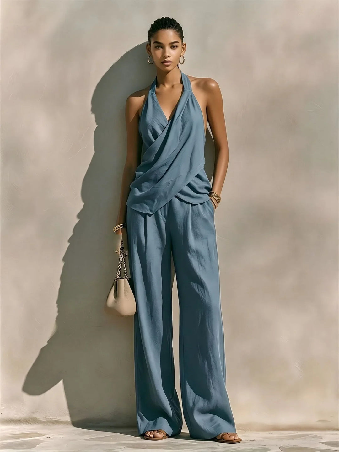 Leah Draped Halter Jumpsuit