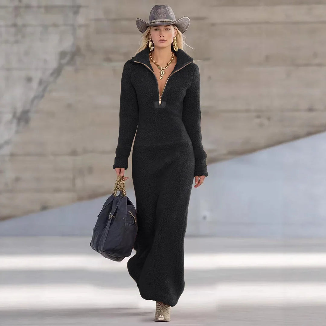 Mireya Half Zip Fleece Maxi Dress