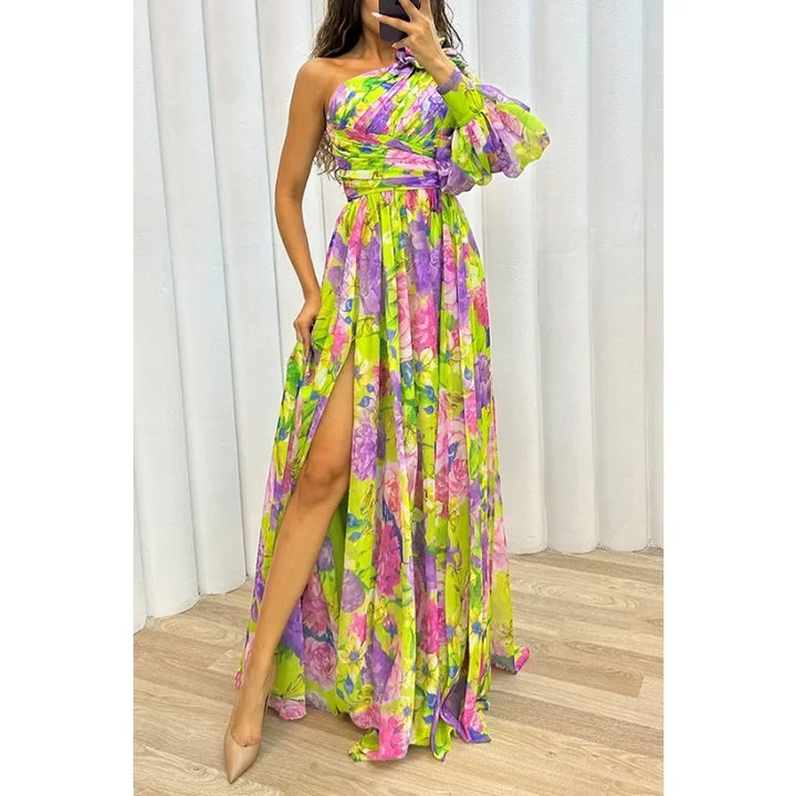Avaline Off Shoulder Slit Maxi Dress