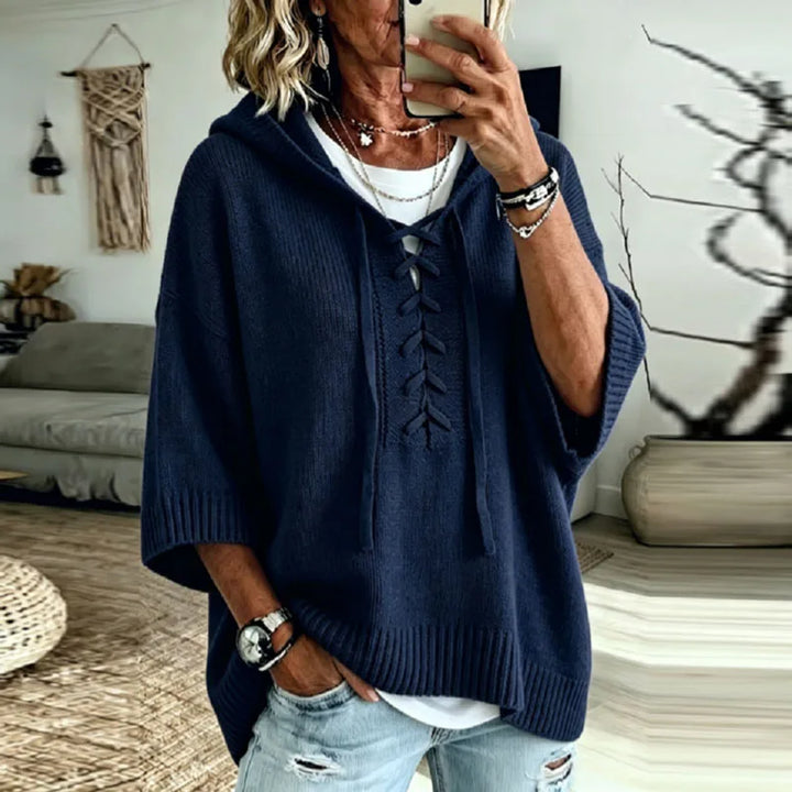 Mollie Lace Up Hooded Pullover
