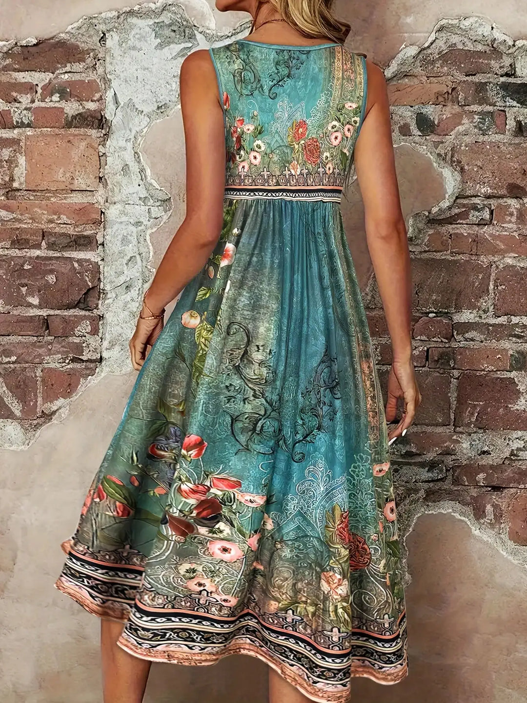 Kallista Boho Floral Midi Dress