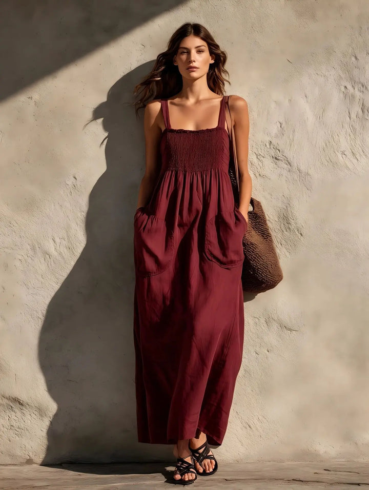 Nina Shirred Pocket Maxi Dress
