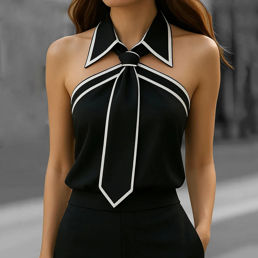 Zelina Tie Neck Sleeveless Blouse