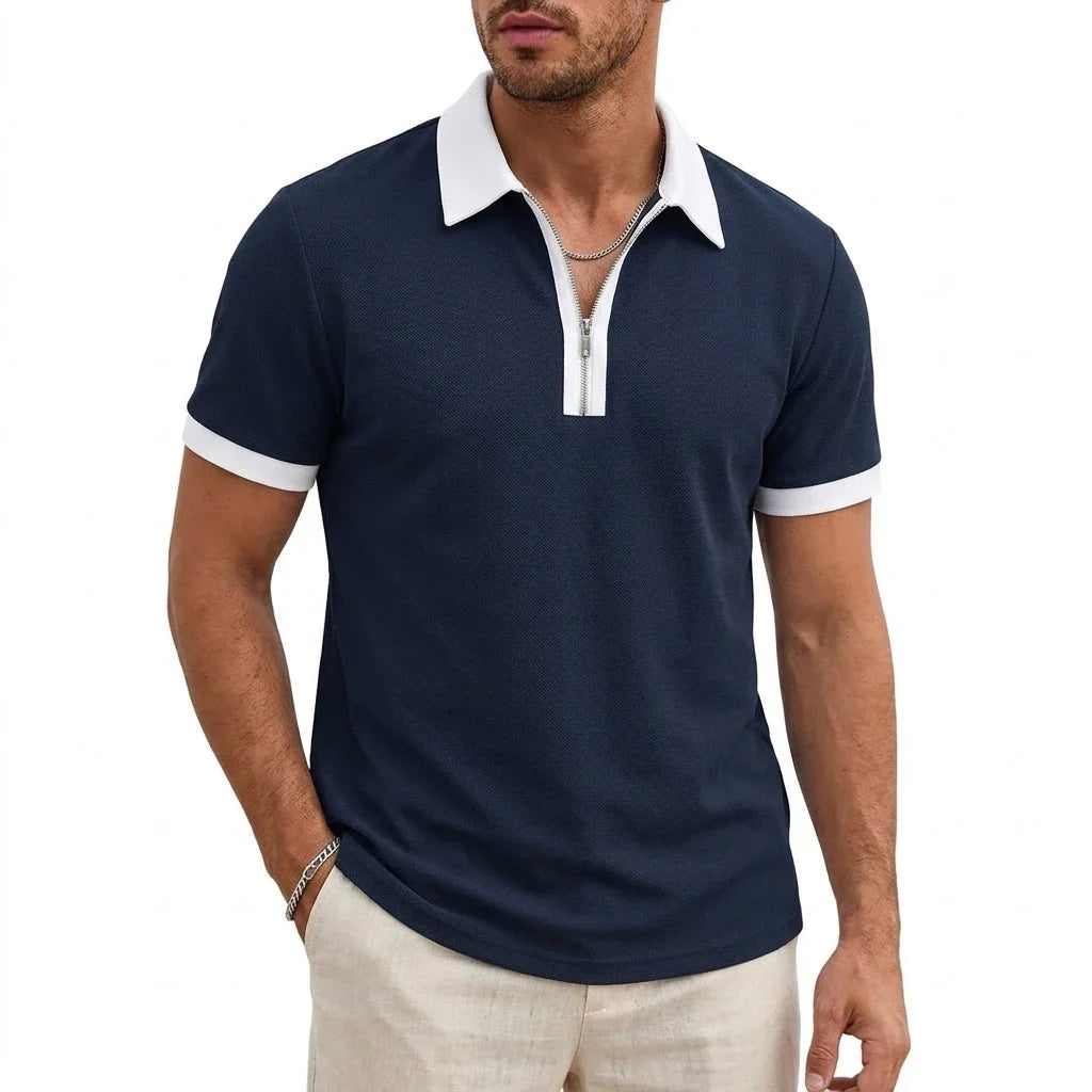 David Breathable Zipper Polo Shirt