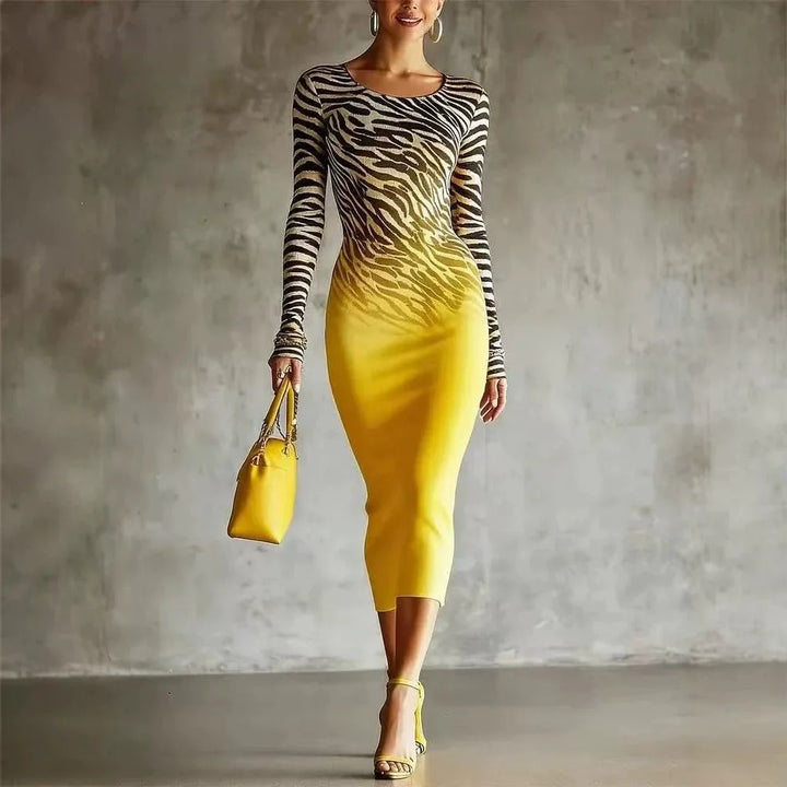 Savannah Zebra Pattern Midi Dress