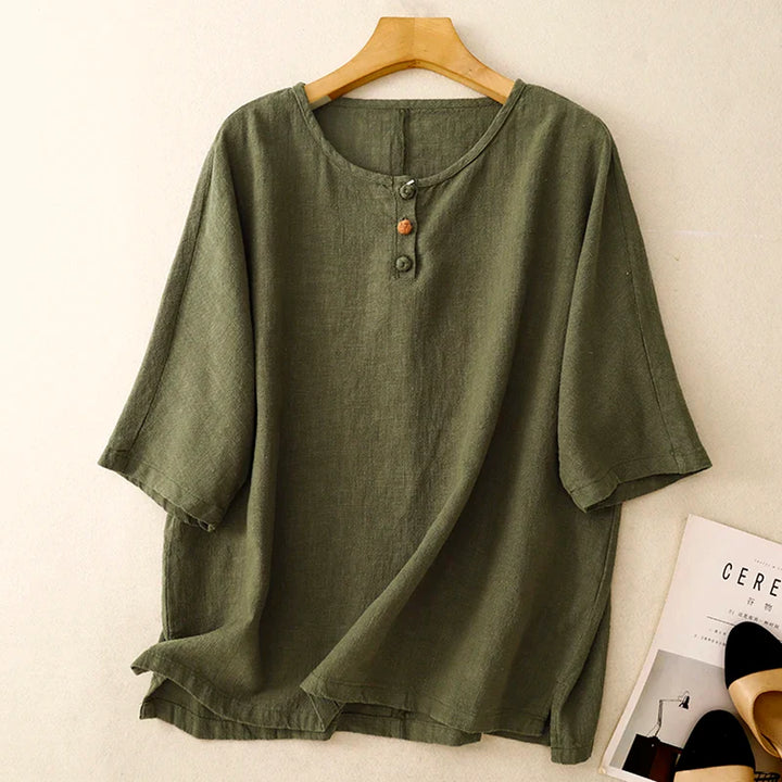 Valentina Short Sleeve Linen Blouse