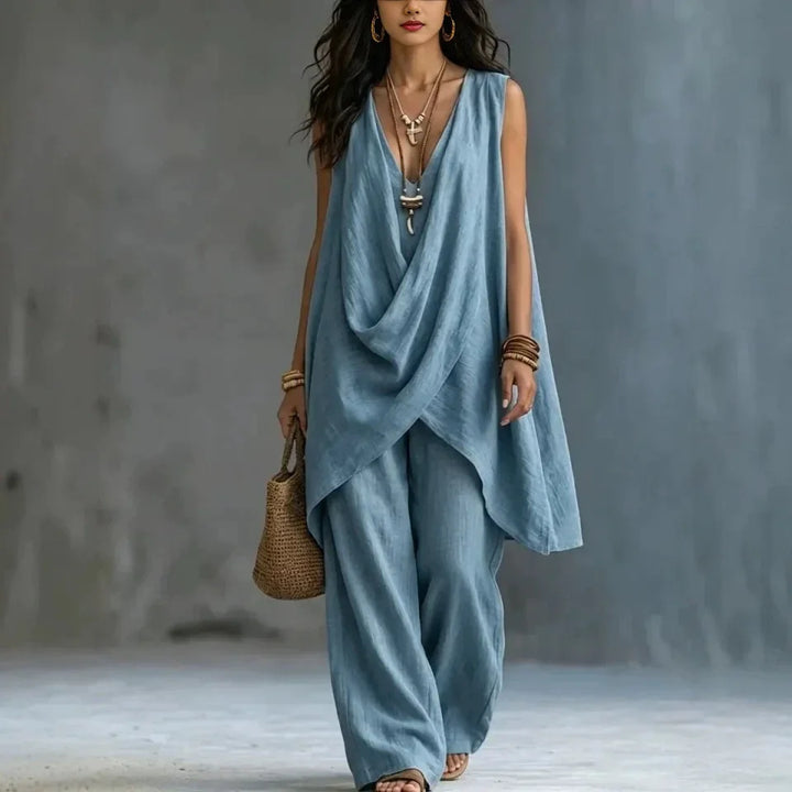 Celestia Draped Linen Set