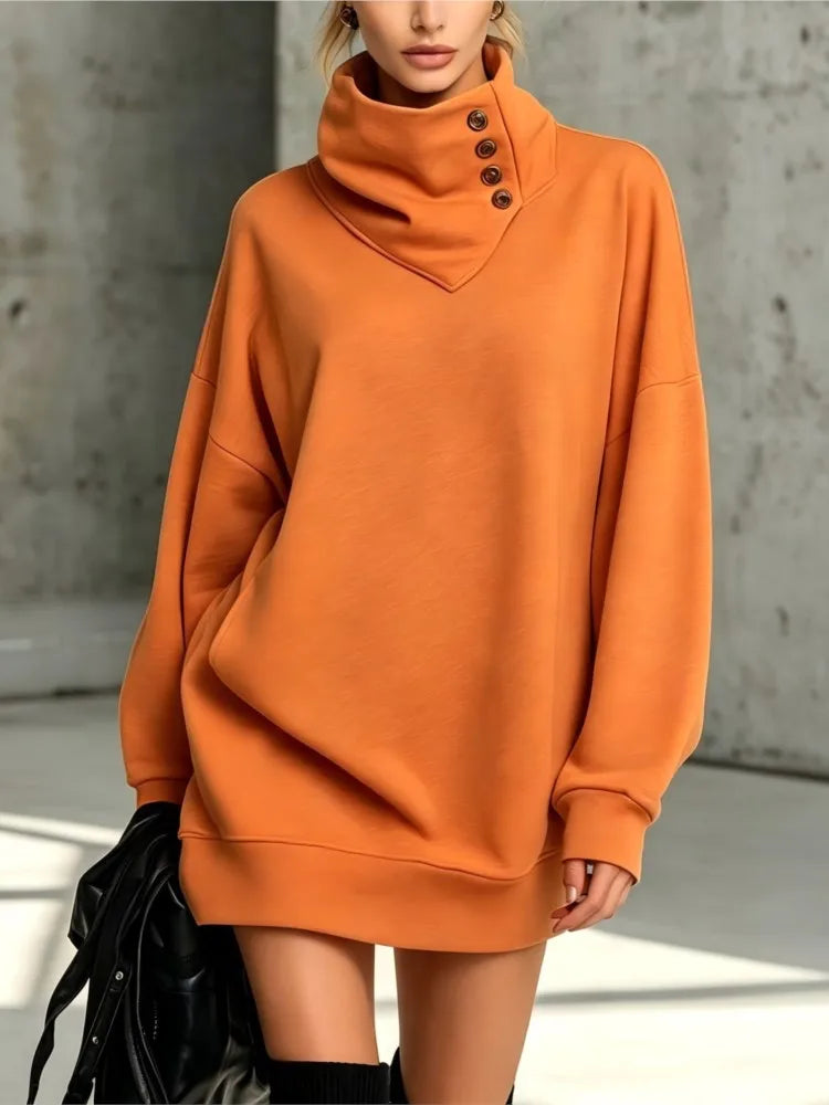 Adaline Button Sweatshirt Dress