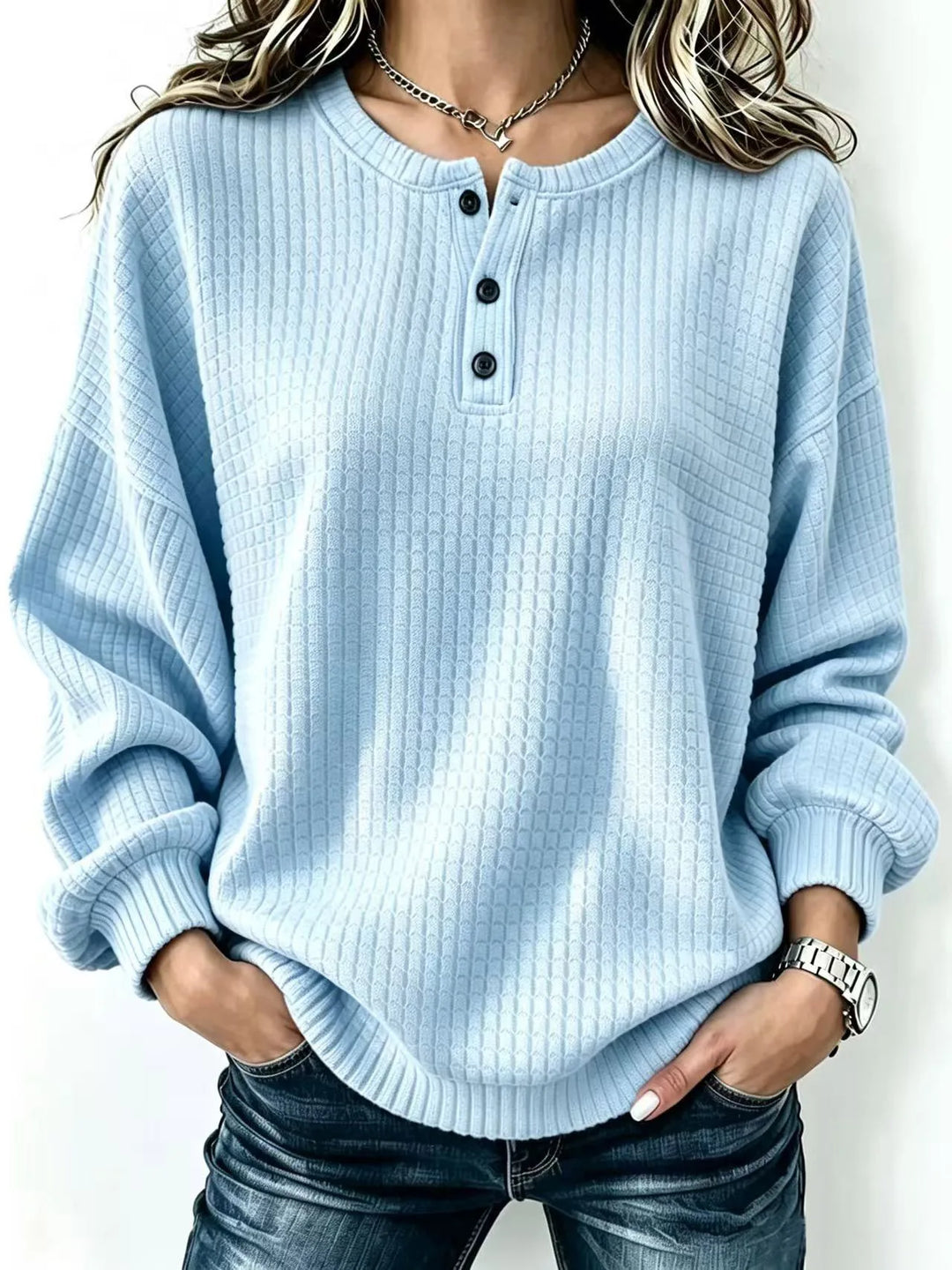 Marina Waffle Knit Henley