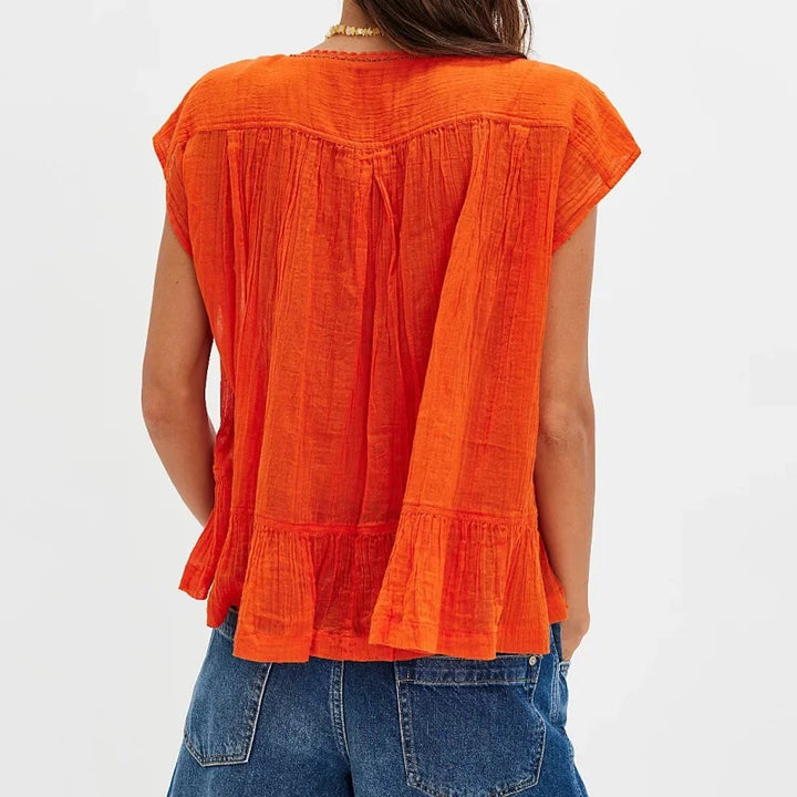 Winnie Ruffle Hem Sleeveless Blouse