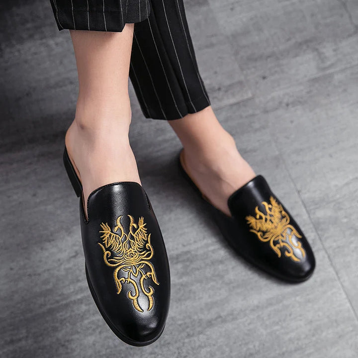 Ian Embroidered Mule Loafers
