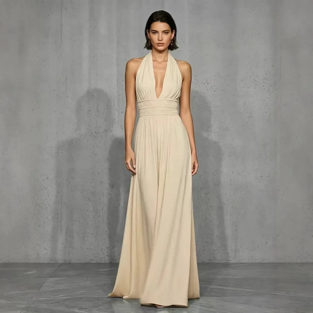 Maisy Elegant Halter Maxi Dress