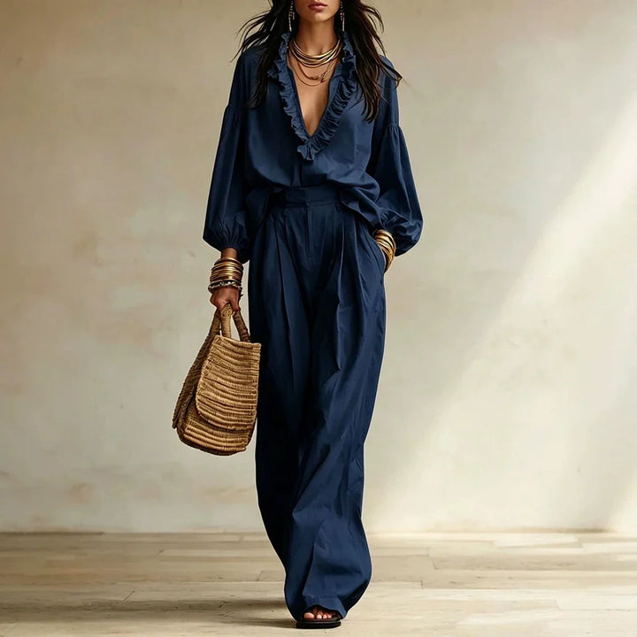 Ruby Elegant Ruffle Trouser Set