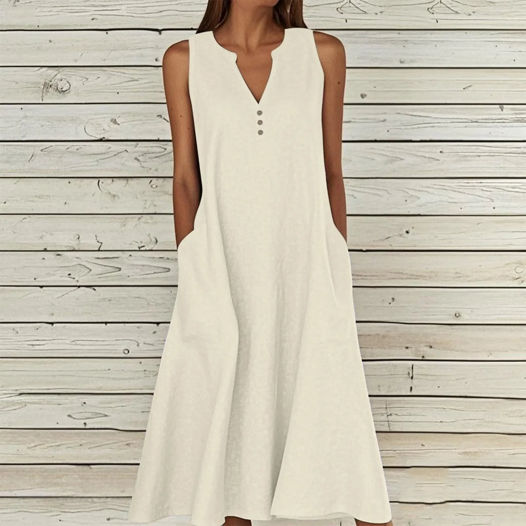 Violet Effortless V Neck Midi Dress