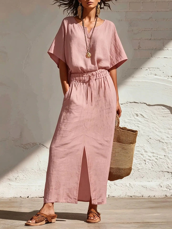 Anvella Sophisticated Split Skirt Boho Set