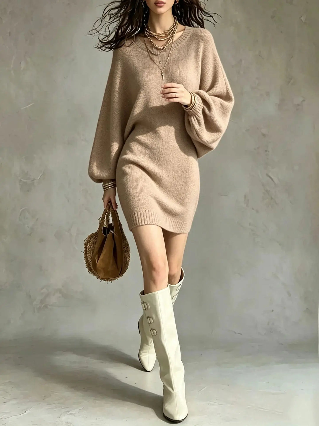 Yasmin Ribbed Hem Sweater Dress